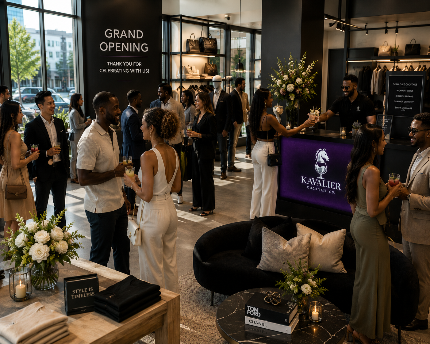 Kavalier cocktail experience at a grand opening celebration