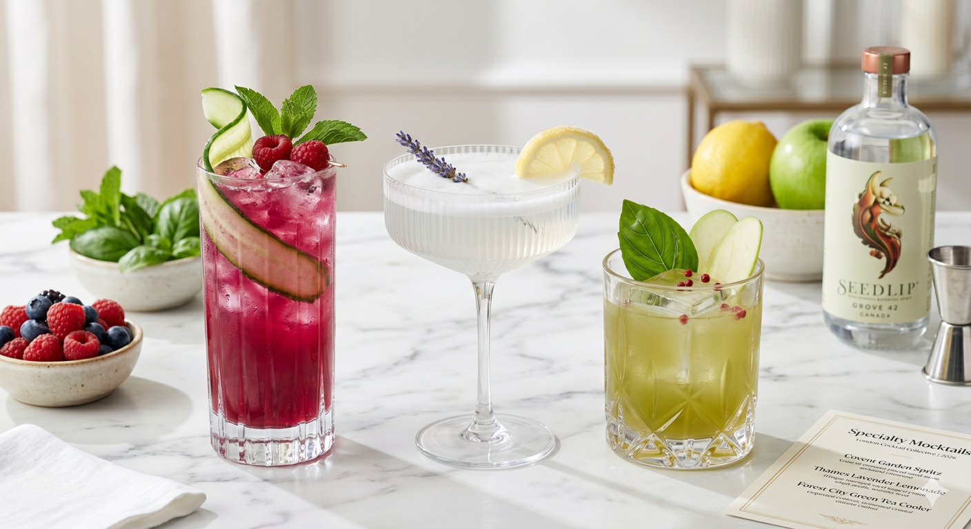 Vibrant specialty mocktail with elegant presentation